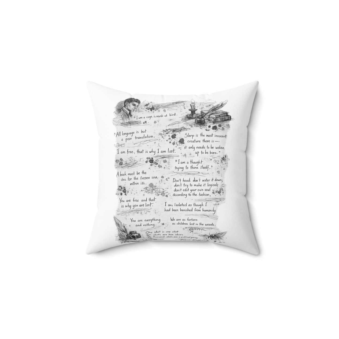 Franz Kafka Quote Decorative Pillow — "How about i sleep a little longer"