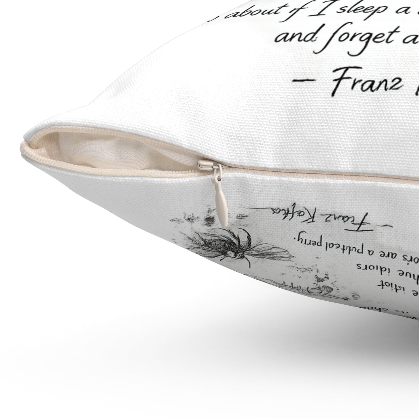 Franz Kafka Quote Decorative Pillow — "How about i sleep a little longer"