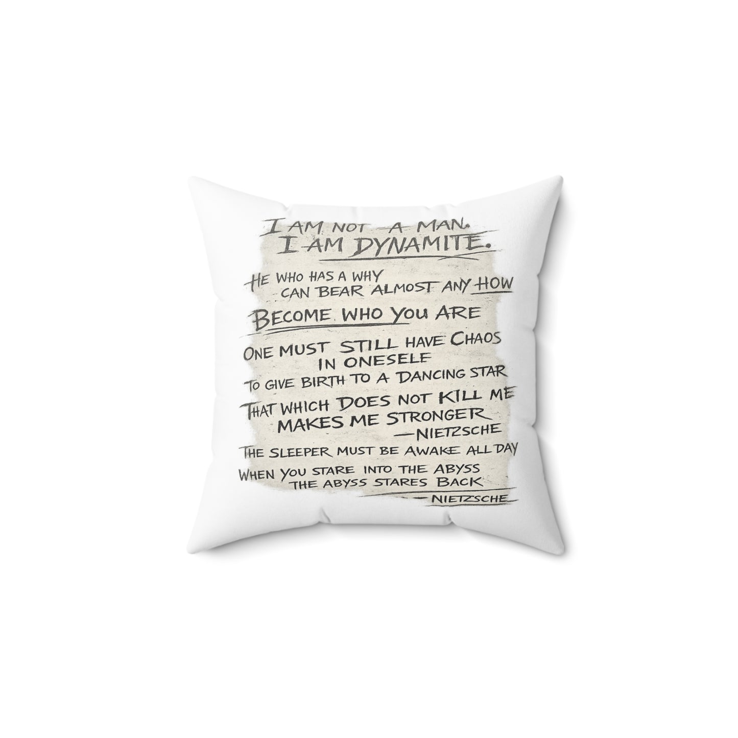 Nietzsche Quote Decorative Pillow — "Sleeping Is No Mean Art"